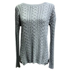 American Eagle Gray Cable Knit Sweater Size Large